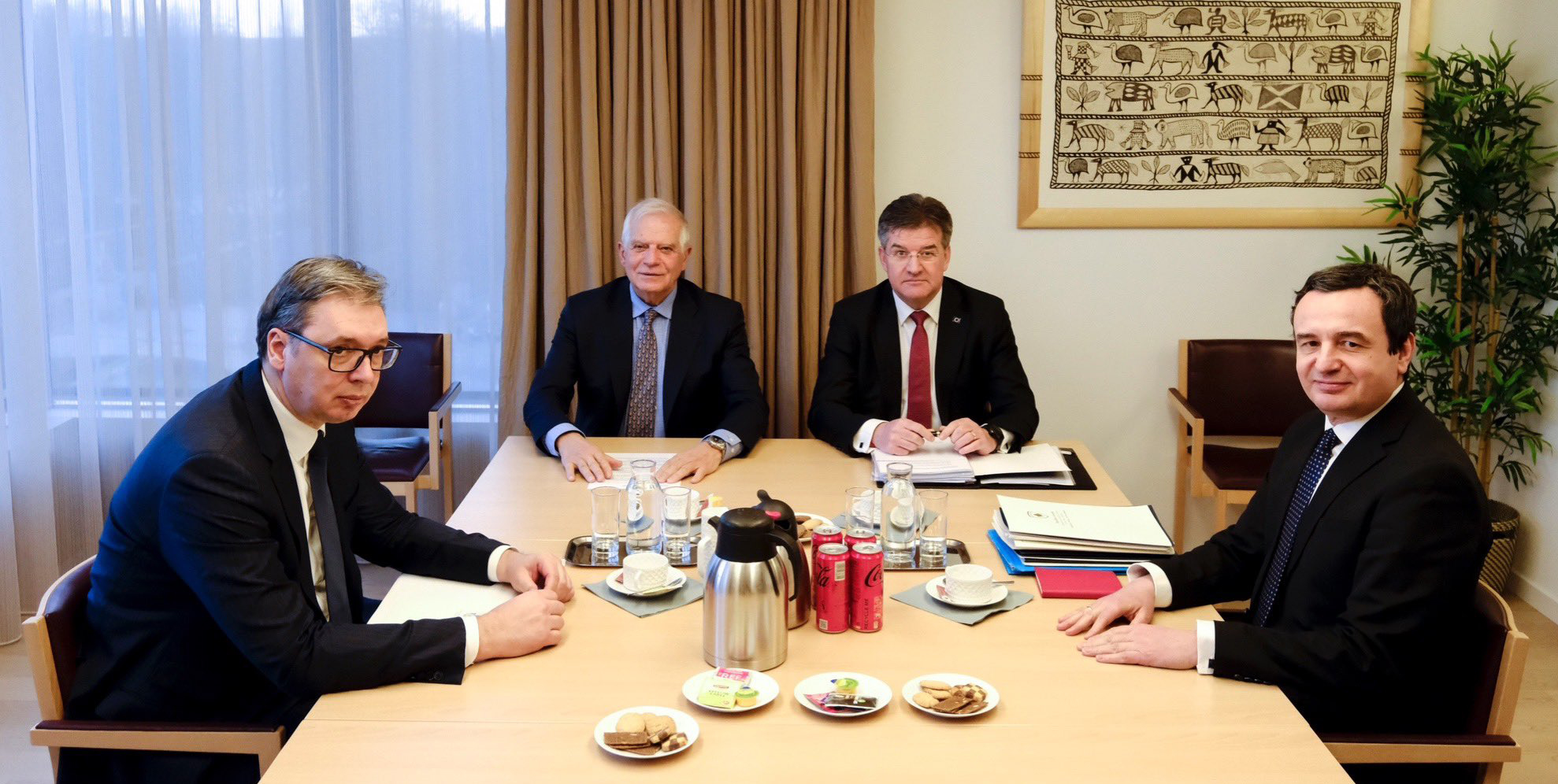 Aleksandar Vučić and Albin Kurti meeting with EU representatives in Brussels