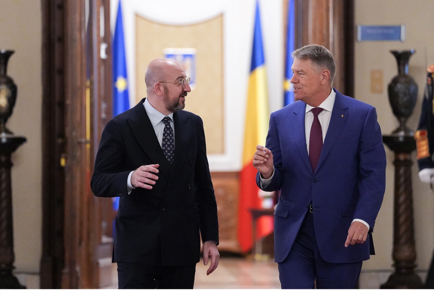 Romanian President Klaus Iohannis and Charles Michel, President of the European Council