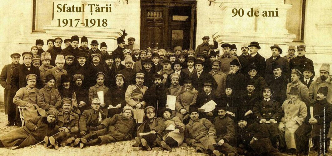 Members of the Sfatul Tarii in Bessarabia in 1918 that voted to rejoin Romania