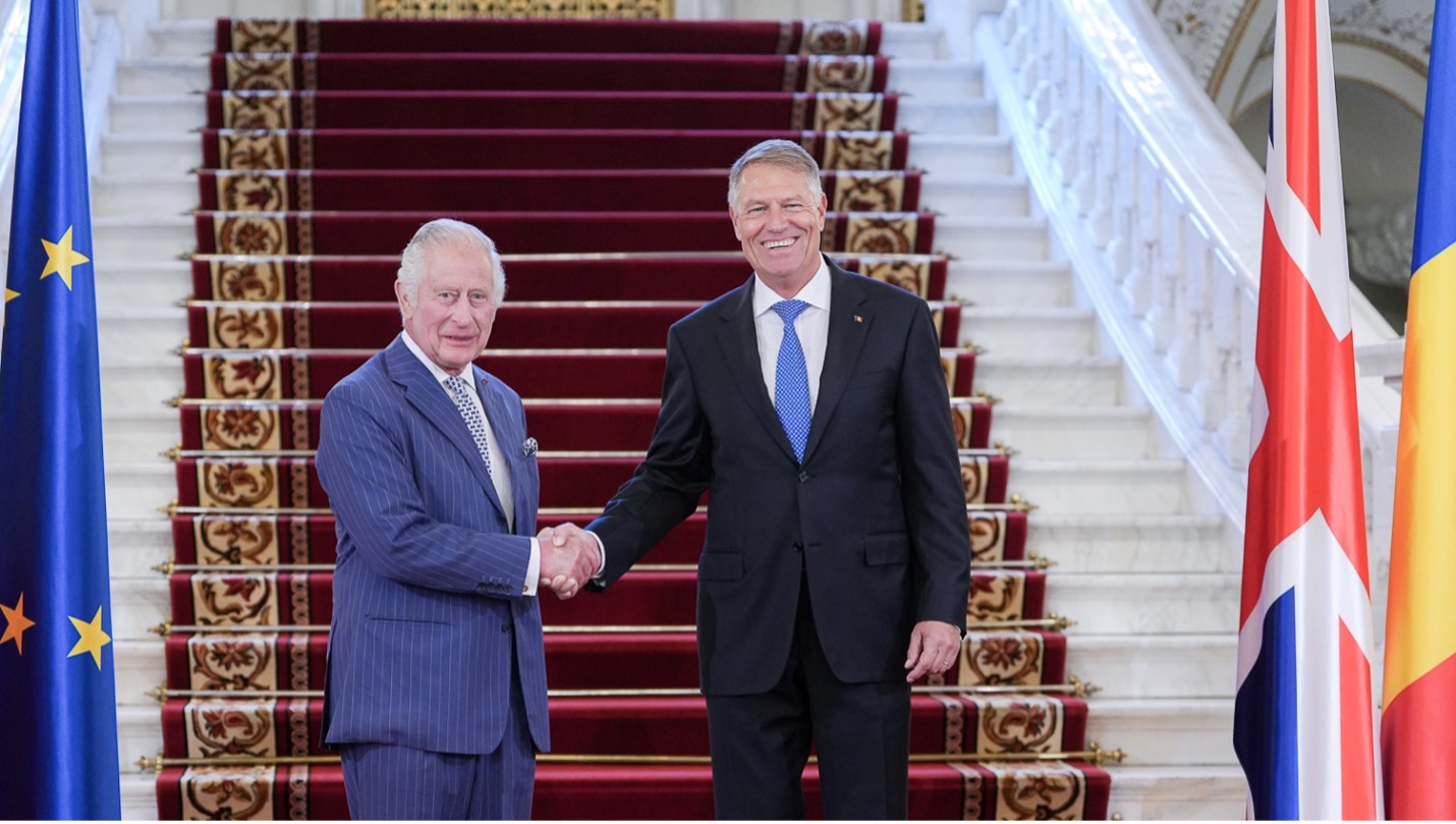 King Charles III with Romanian President Klaus Iohannis