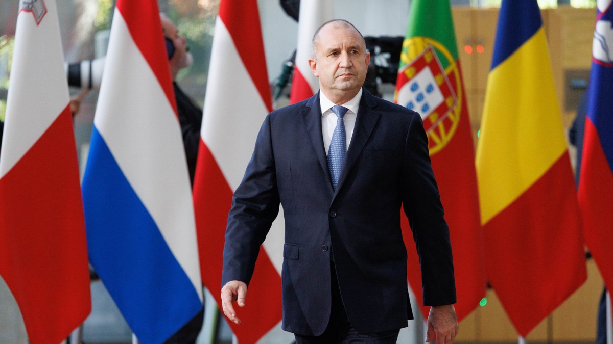 Bulgarian Prime Minister Rumen Radev at an EU summit in Brussels